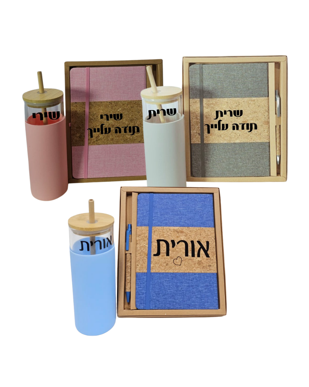 סט מחברת "סקריפט" + כוס זכוכית